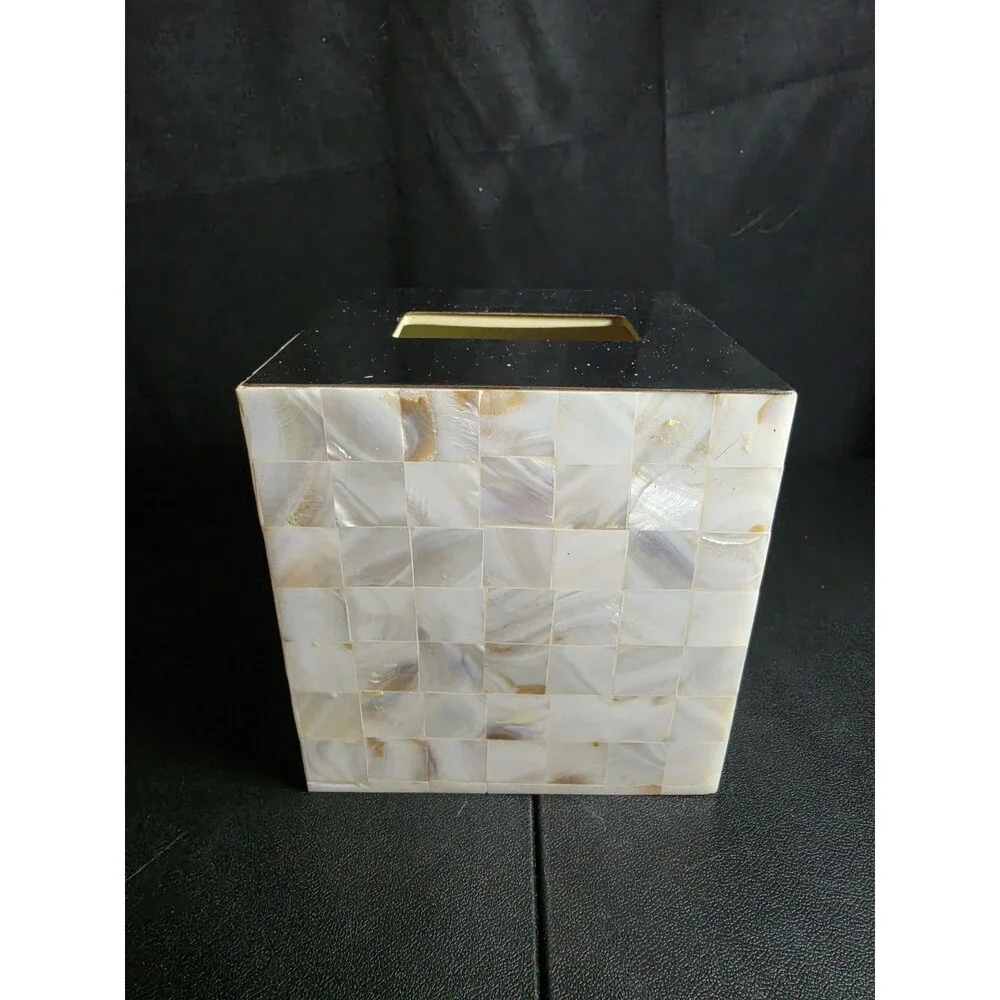 Fieldcrest Luxury Mother of Pearl Mosaic Tissue Box Cover 2005 Target Vintage